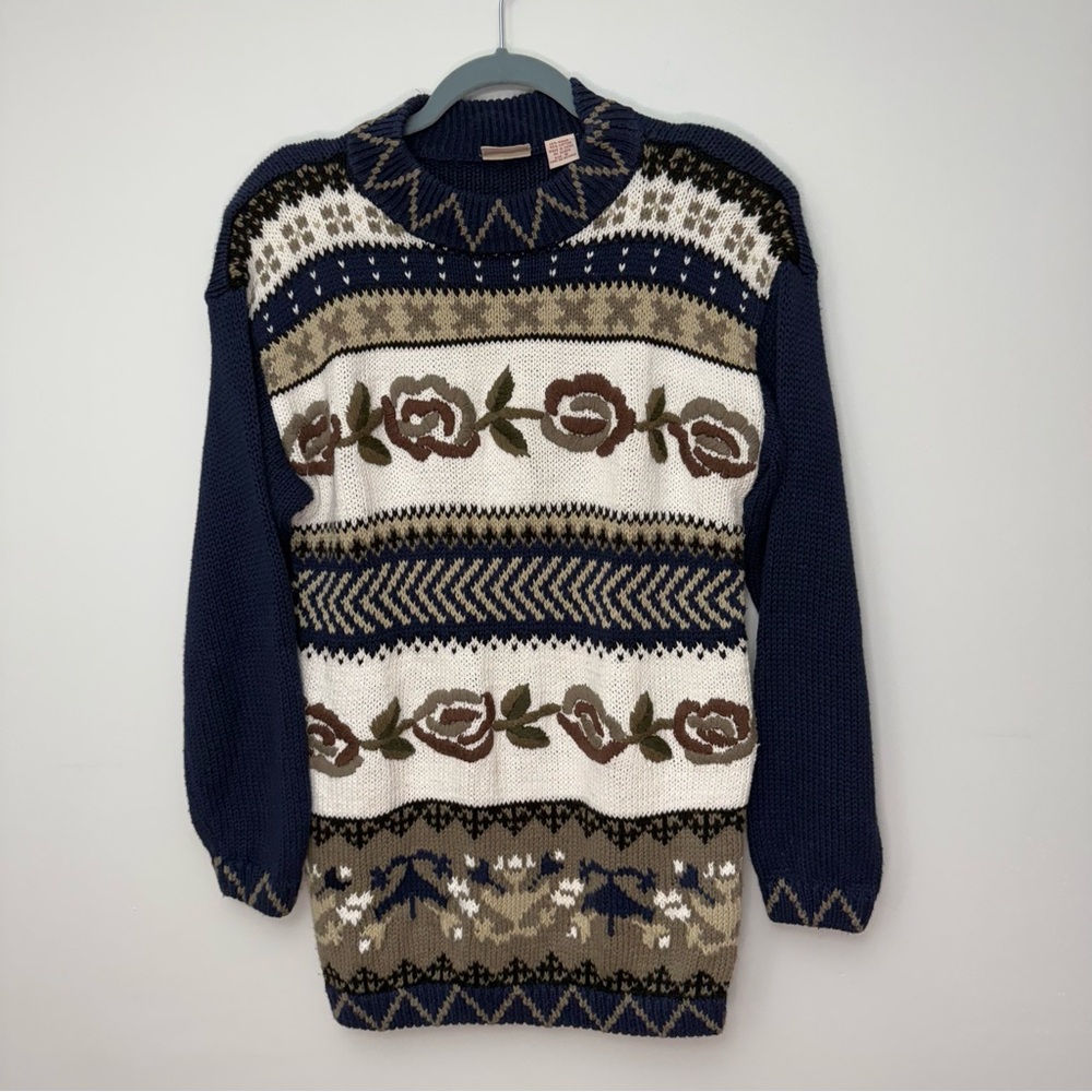 Huntington Ridge Vintage Women's Long Sleeve Sweater Roses Floral Small